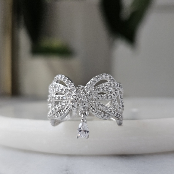 Deluxe Bow ring, 925 Sterling Silver Charmed Aroma Bow Collection - Picture 6 of 9